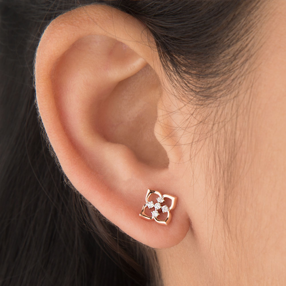 14K Rose Gold Diamond Earrings - 0.11ct VVS-VS-GH