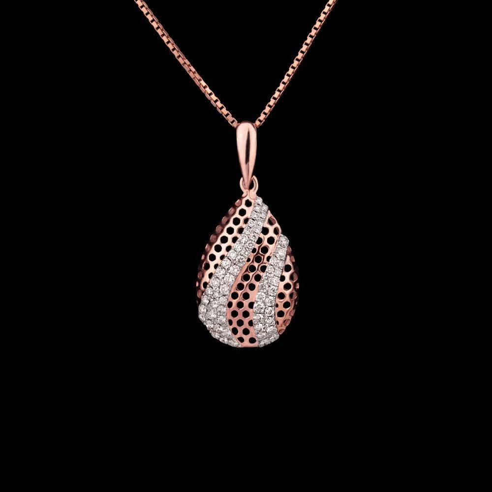 14K Rose Gold Diamond Pendant - 0.35ct VVS-VS-GH