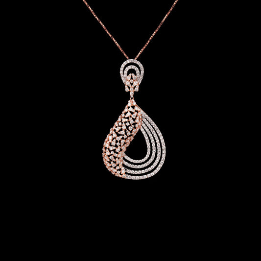 14K Rose Gold Diamond Pendant - 3.3ct VS-SI-GH