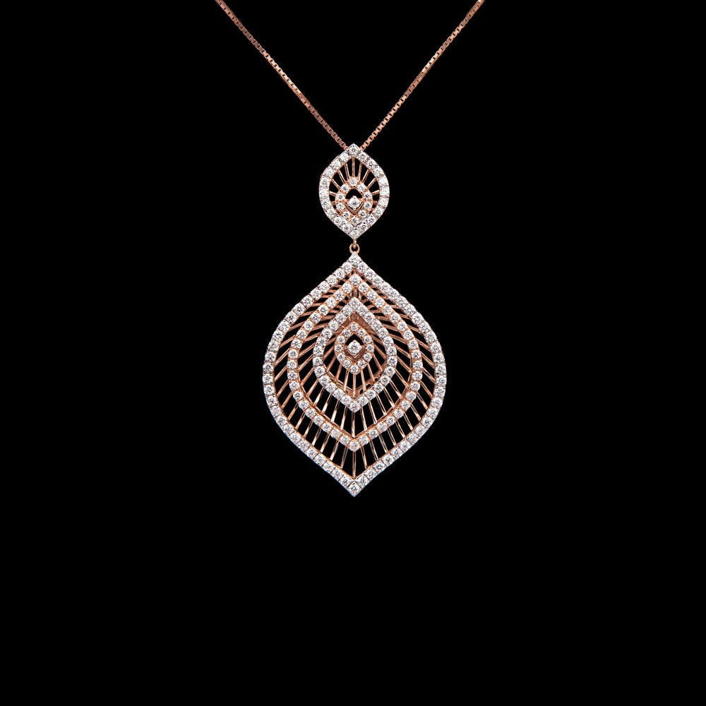 14K Rose Gold Diamond Pendant - 2.89ct VVS-VS-GH