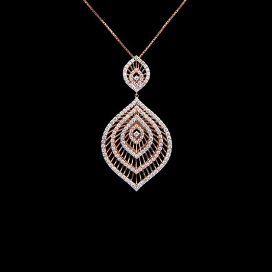 14K Rose Gold Diamond Pendant - 2.89ct VVS-VS-GH
