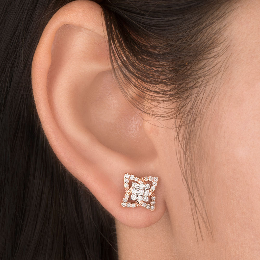 14K Rose Gold Diamond Earrings - 0.48ct VVS-VS-IJ