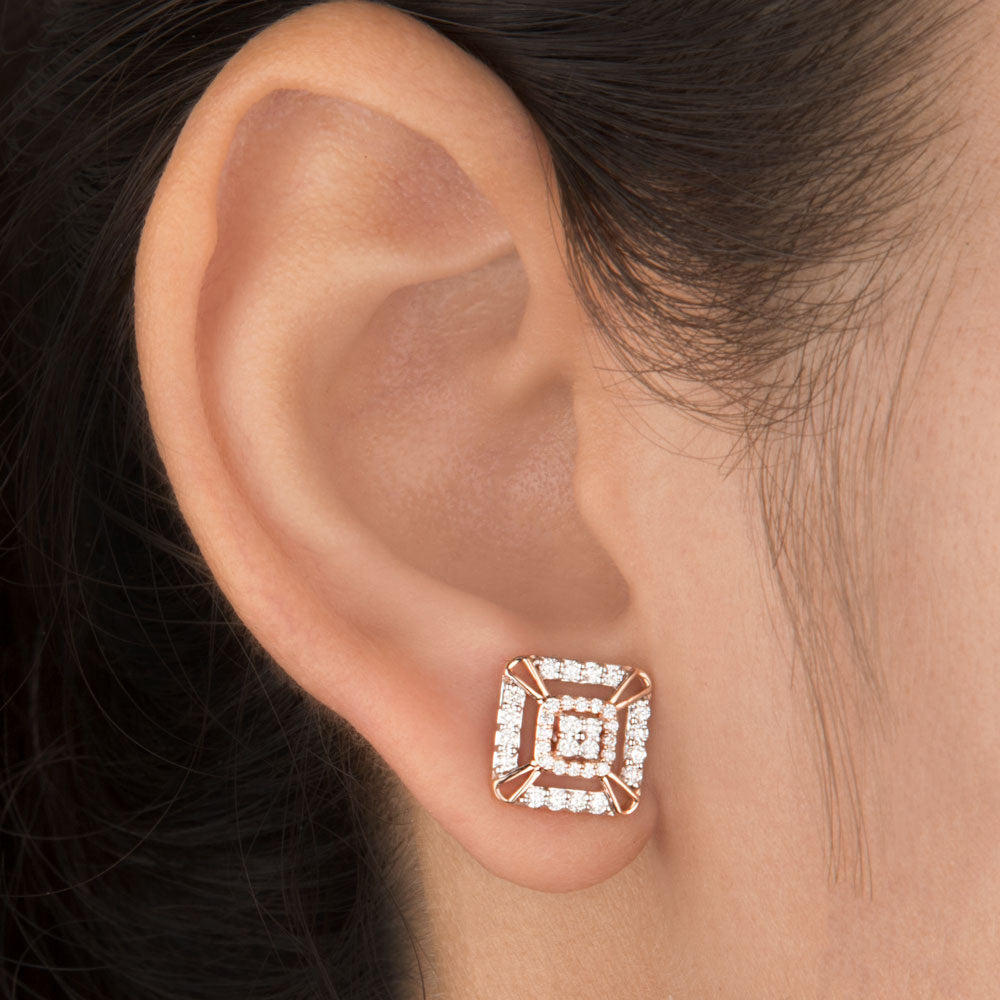 14K Rose Gold Diamond Earrings - 0.54ct VVS-VS-IJ