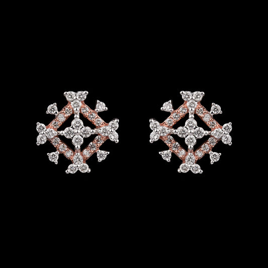 14K Two Tone Gold Diamond Earrings - 0.77ct VS-SI-HI