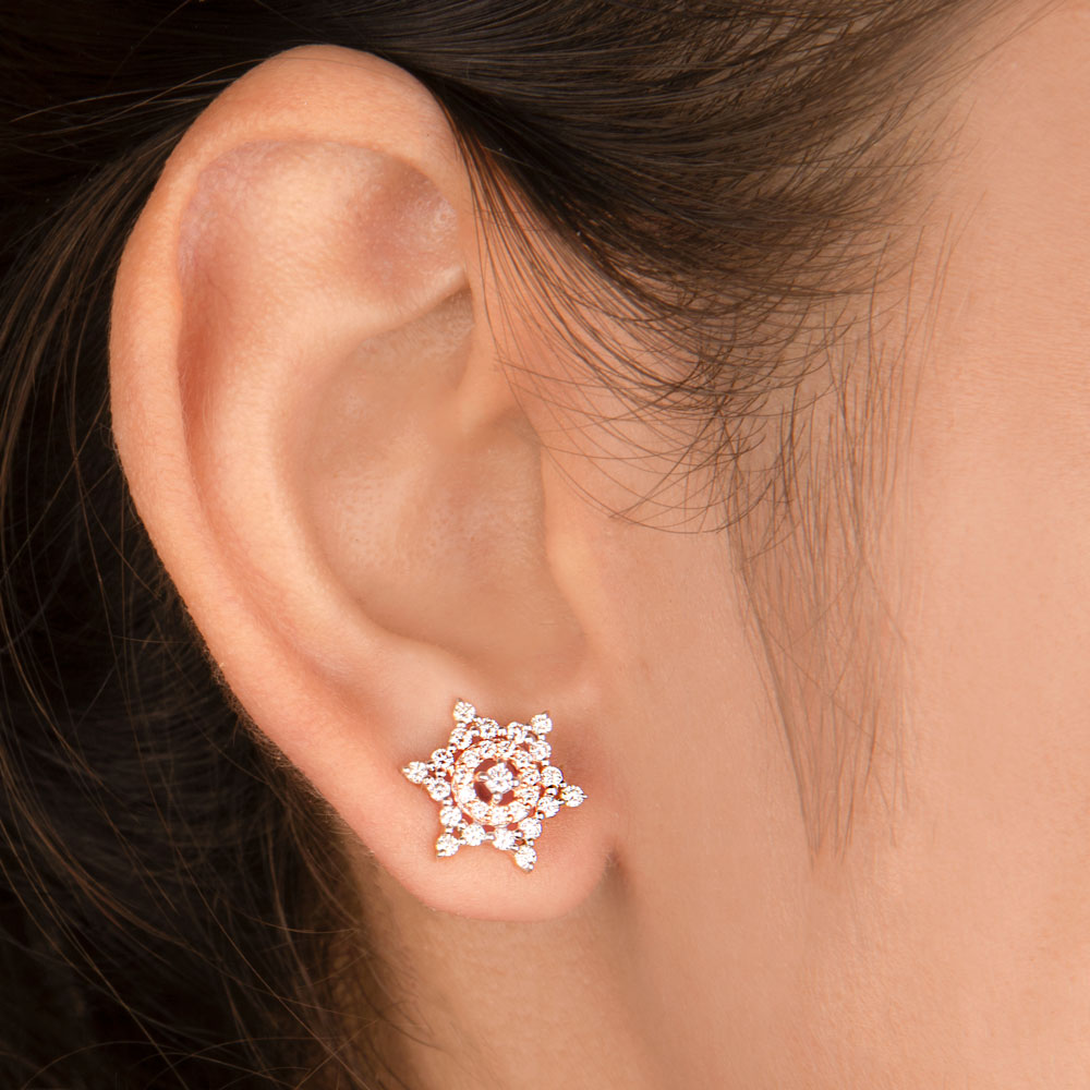 14K Rose Gold Diamond Earrings - 0.71ct VVS-VS-IJ