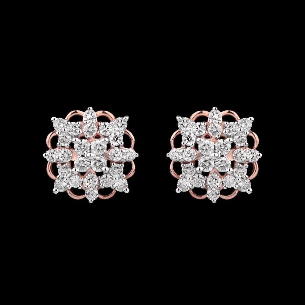 14K Two Tone Gold Diamond Earrings - 0.68ct VS-SI-HI