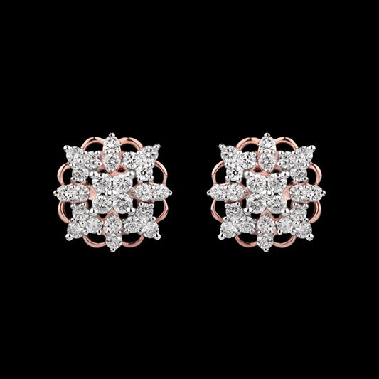 14K Two Tone Gold Diamond Earrings - 0.68ct VS-SI-HI