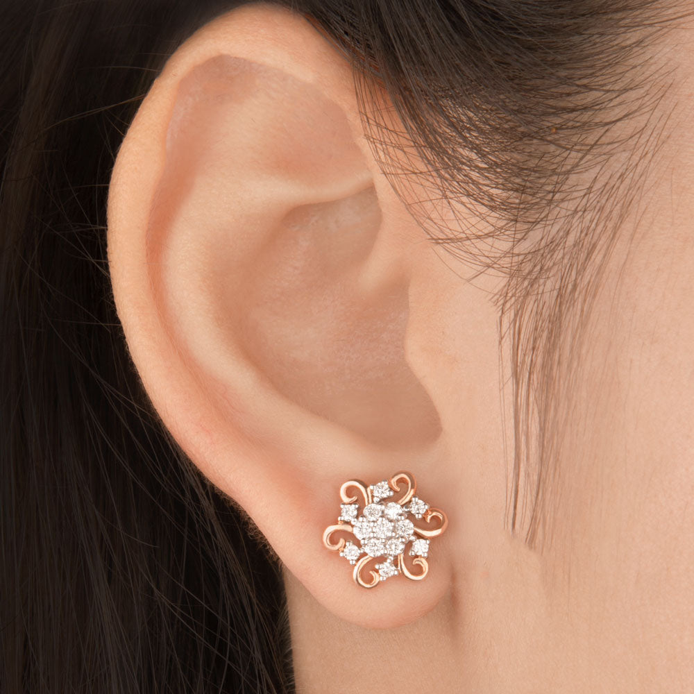 14K Rose Gold Diamond Earrings - 0.44ct VS-SI-HI