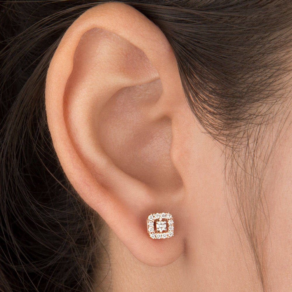 14K Rose Gold Diamond Earrings - 0.24ct VVS-VS-IJ