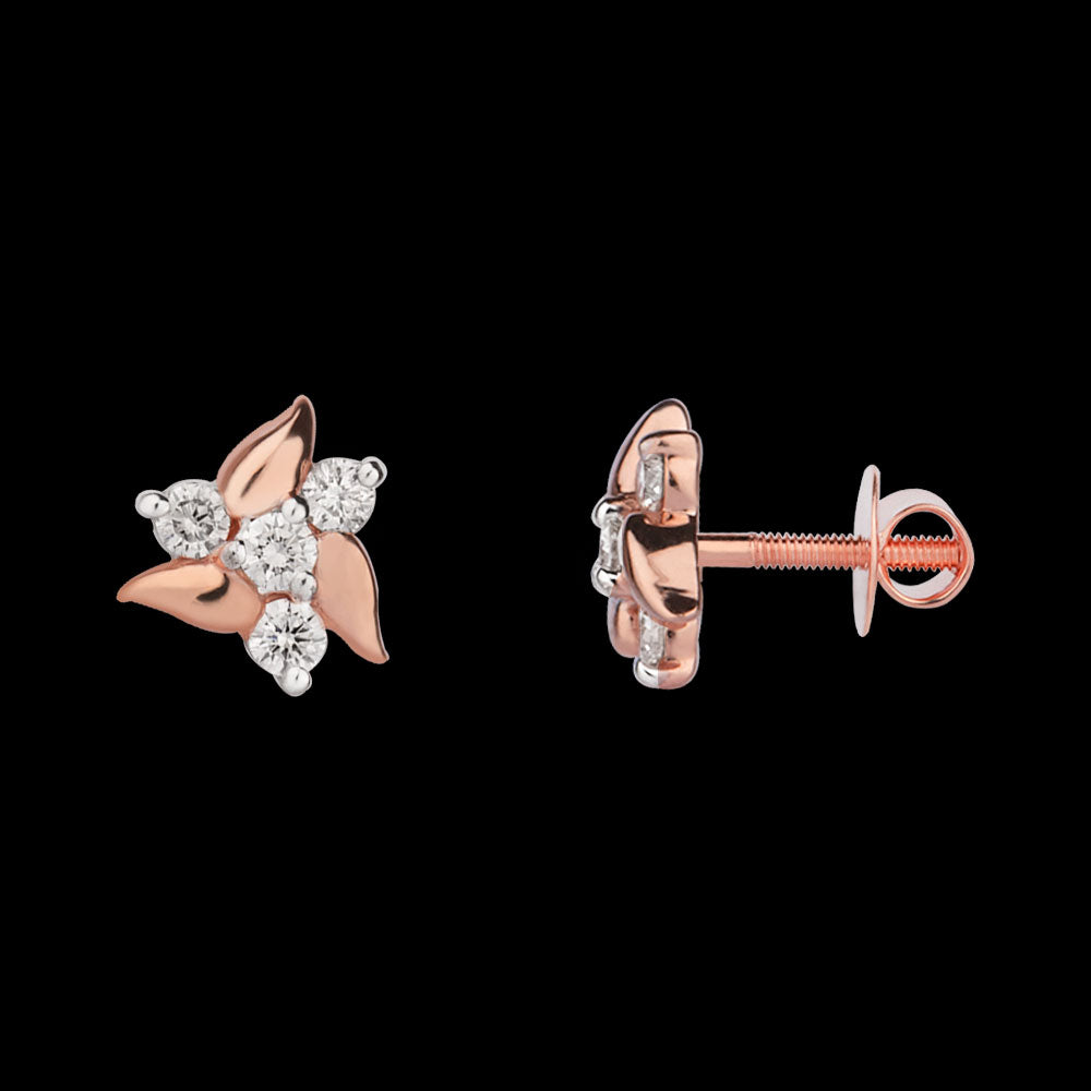 14K Rose Gold Diamond Earrings - 0.17ct VVS-VS-IJ