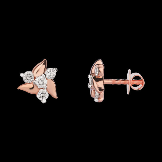 14K Rose Gold Diamond Earrings - 0.17ct VVS-VS-IJ