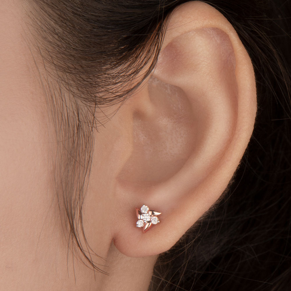 14K Rose Gold Diamond Earrings - 0.17ct VVS-VS-IJ