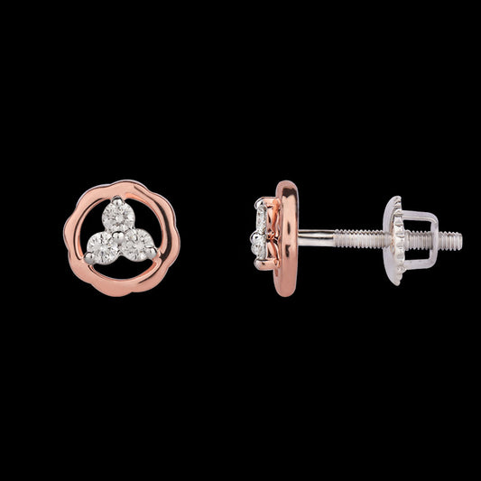 14K Rose Gold Diamond Earrings - 0.19ct VVS-VS-IJ