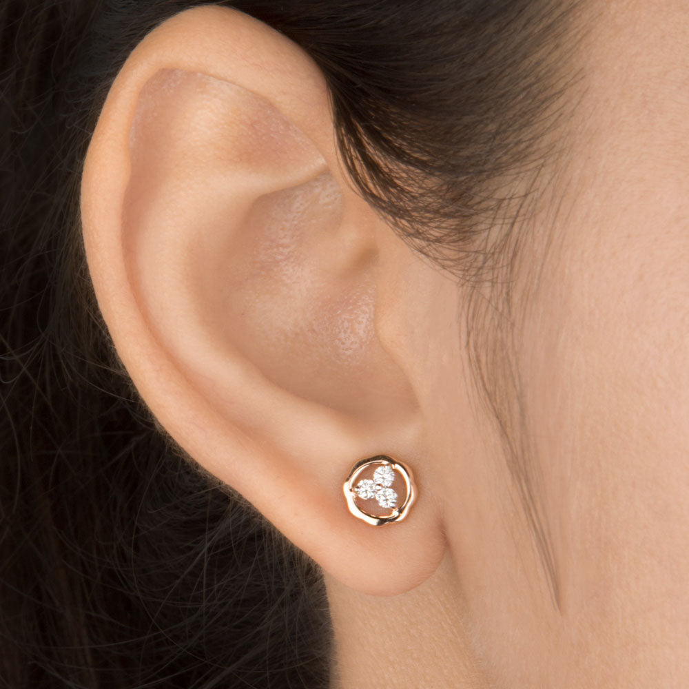 14K Rose Gold Diamond Earrings - 0.19ct VVS-VS-IJ