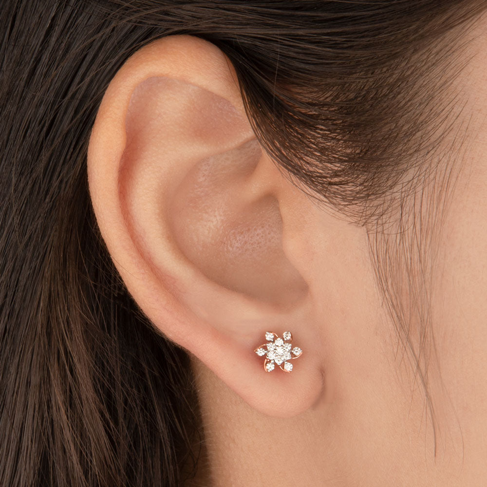14K Rose Gold Diamond Earrings - 0.21ct VVS-VS-IJ