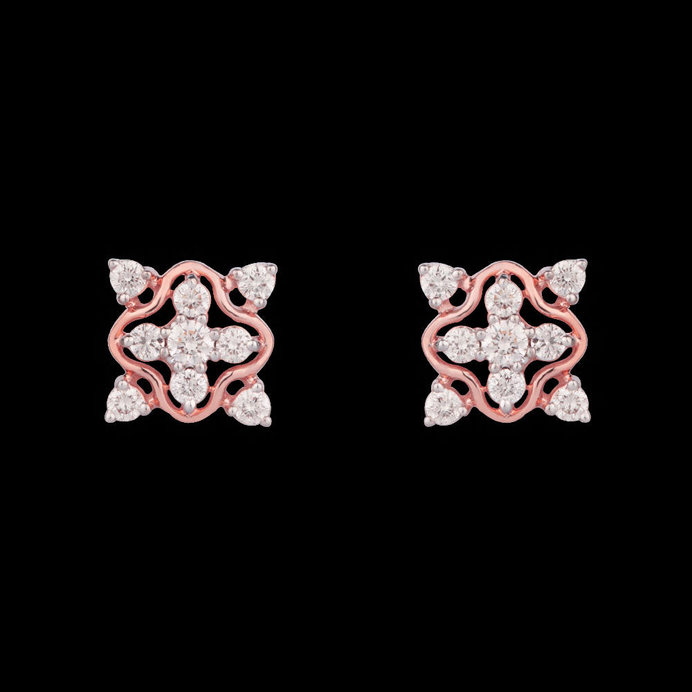 14K Rose Gold Diamond Earrings - 0.22ct VVS-VS-IJ