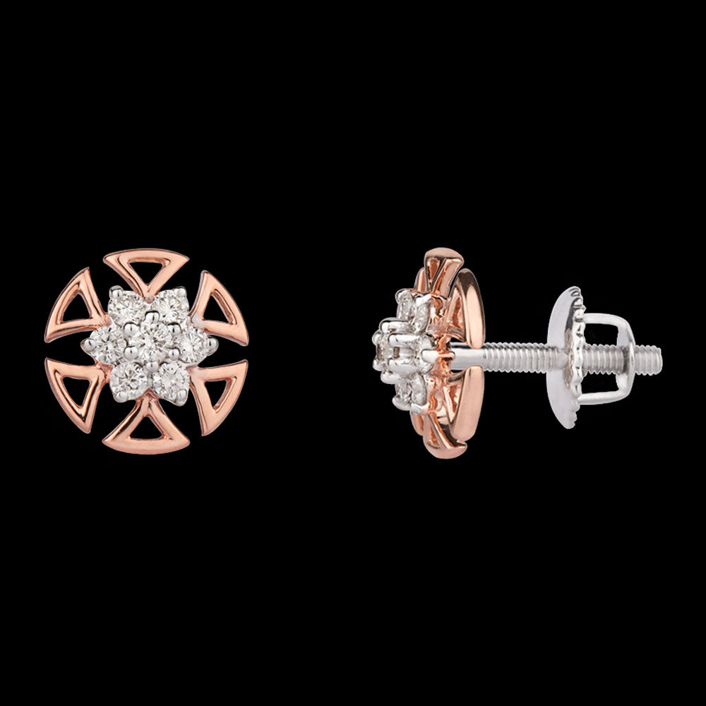 14K Rose Gold Diamond Earrings - 0.21ct VVS-VS-IJ