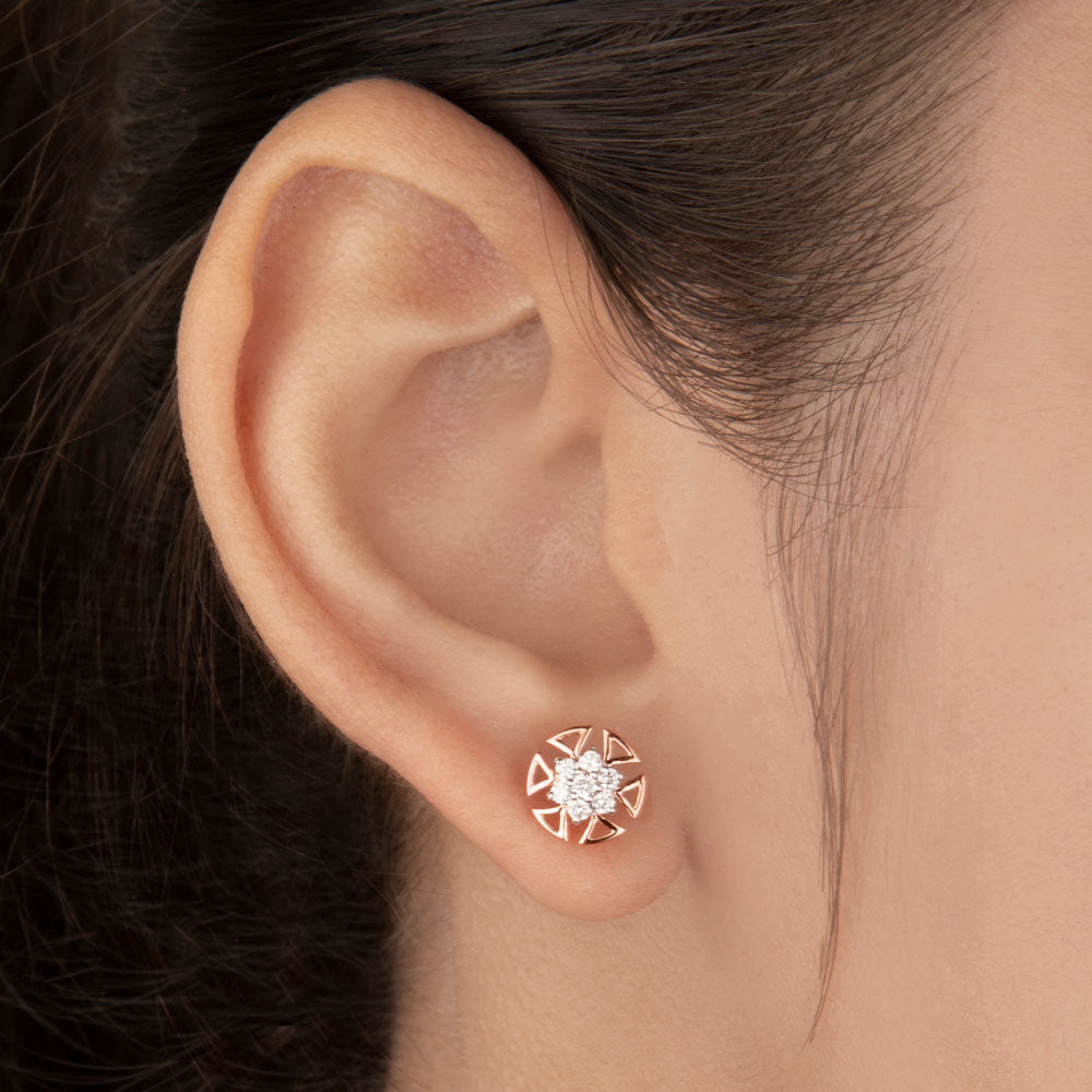 14K Rose Gold Diamond Earrings - 0.21ct VVS-VS-IJ