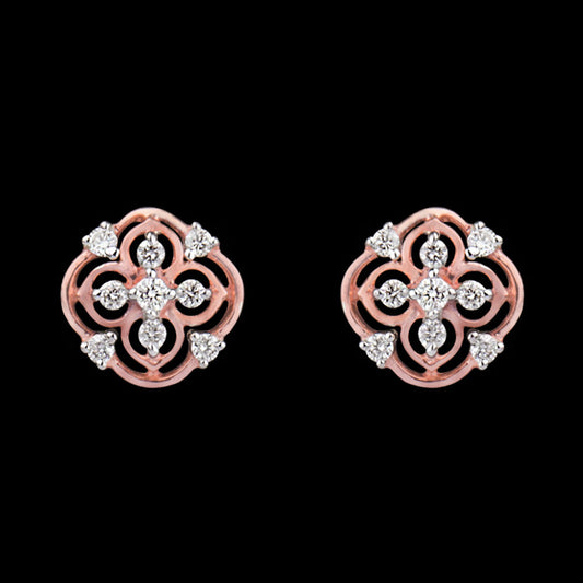 14K Two Tone Gold Diamond Earrings - 0.16ct VS-SI-HI