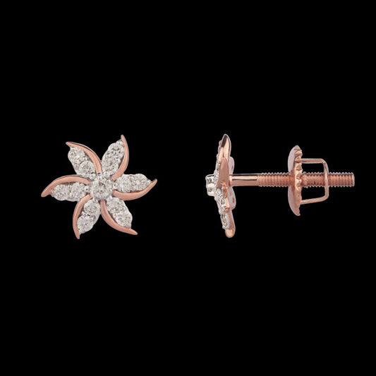 14K Rose Gold Diamond Earrings - 0.18ct VVS-VS-IJ