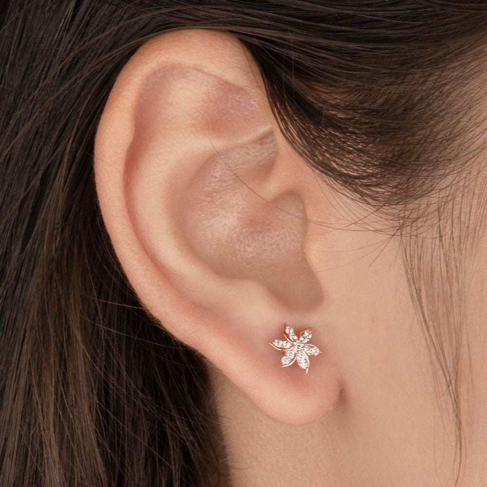 14K Rose Gold Diamond Earrings - 0.18ct VVS-VS-IJ