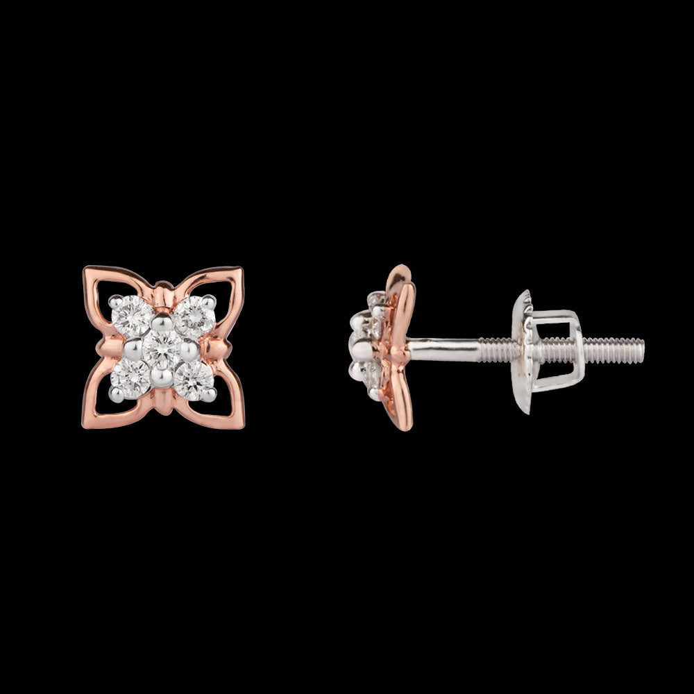 14K Rose Gold Diamond Earrings - 0.19ct VS-SI-HI