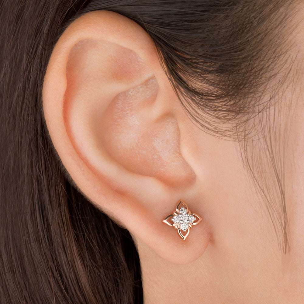 14K Rose Gold Diamond Earrings - 0.19ct VS-SI-HI
