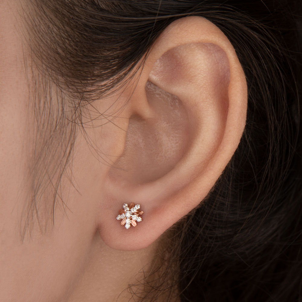 14K Rose Gold Diamond Earrings - 0.18ct VS-SI-GH