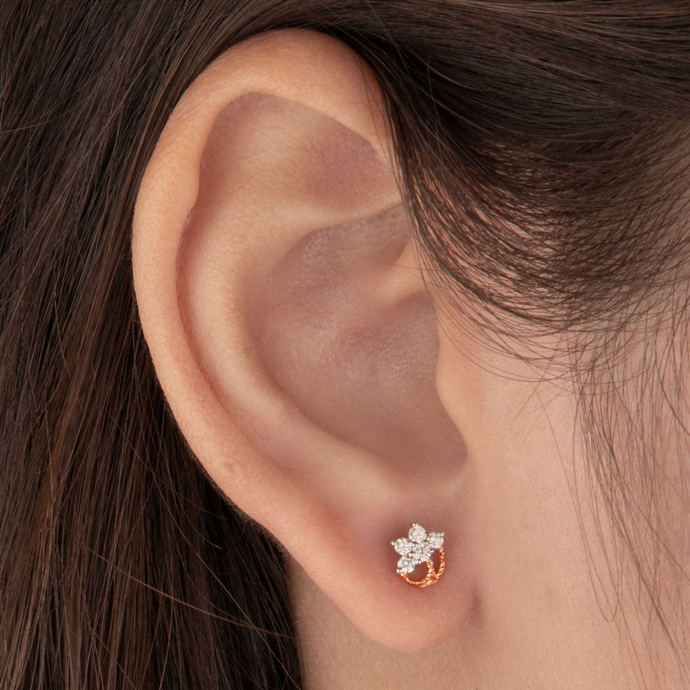 14K Rose Gold Diamond Earrings - 0.18ct VVS-VS-IJ