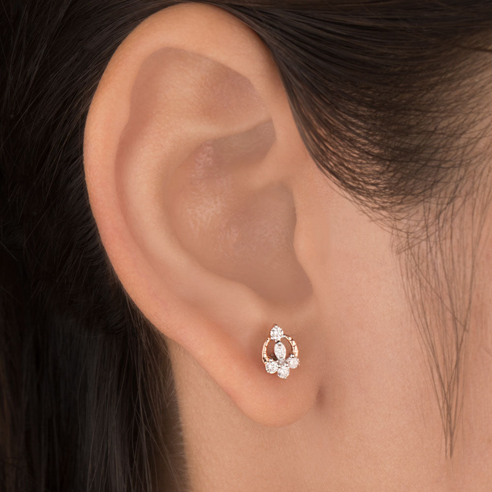 14K Rose Gold Diamond Earrings - 0.2ct VVS-VS-IJ