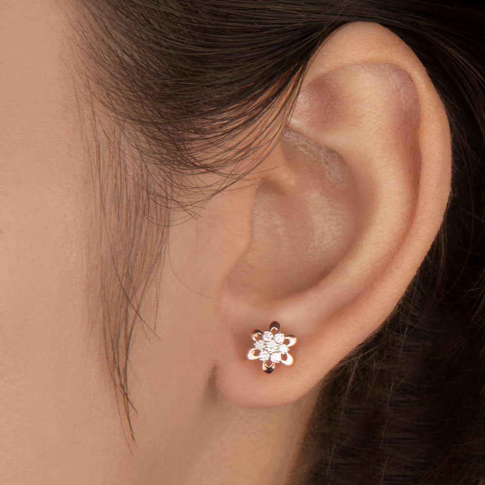 14K Rose Gold Diamond Earrings - 0.21ct VVS-VS-IJ