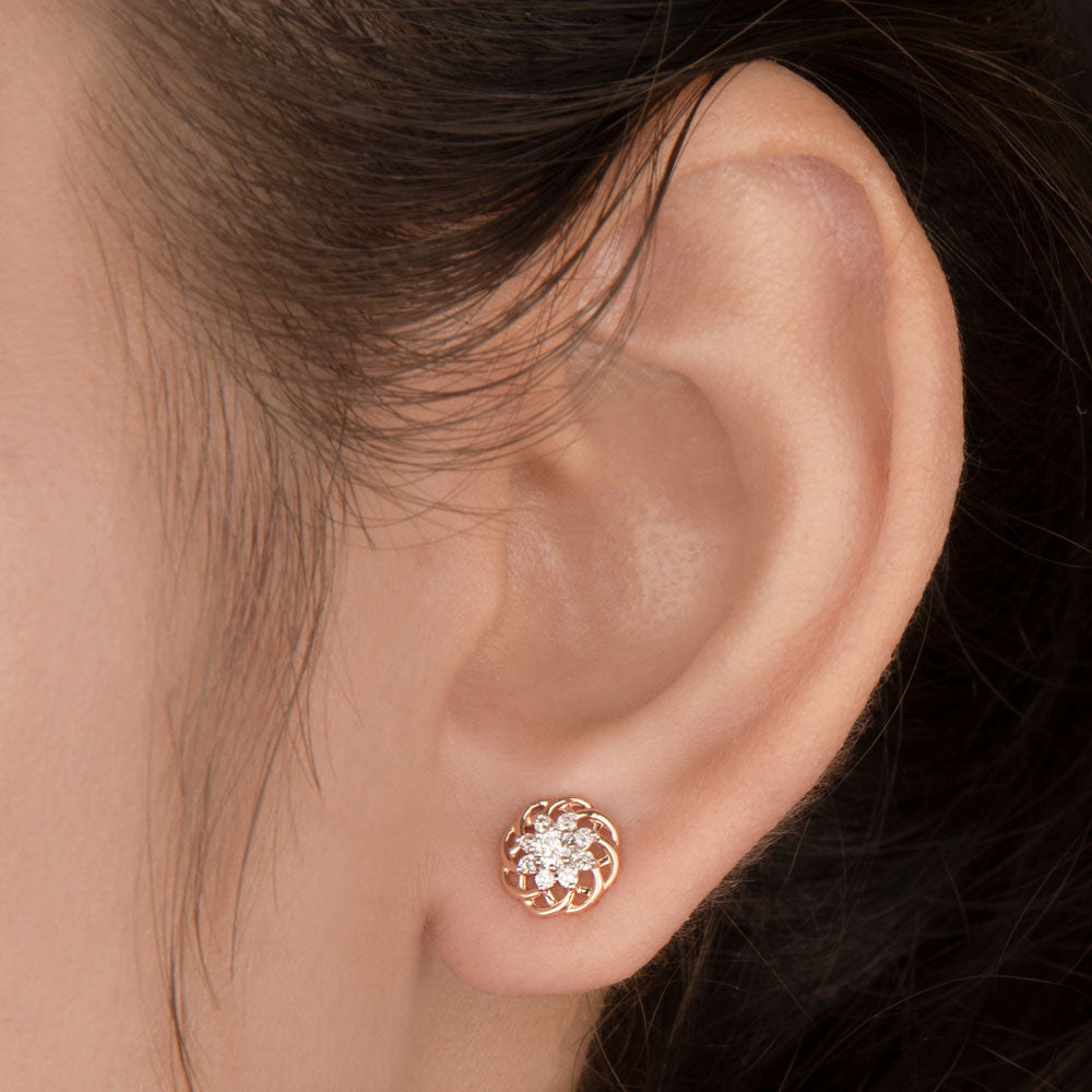 14K Rose Gold Diamond Earrings - 0.23ct VVS-VS-IJ