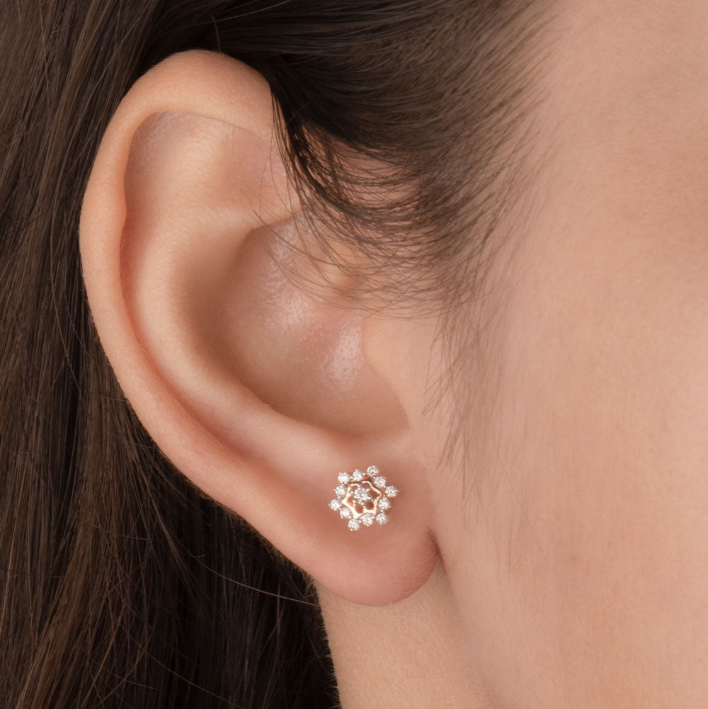 14K Rose Gold Diamond Earrings - 0.22ct VVS-VS-IJ