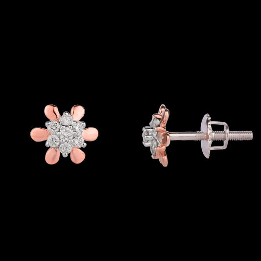 14K Rose Gold Diamond Earrings - 0.2ct VVS-VS-IJ