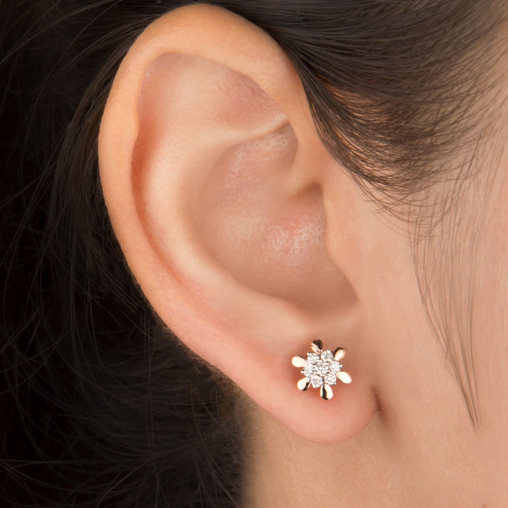 14K Rose Gold Diamond Earrings - 0.2ct VVS-VS-IJ