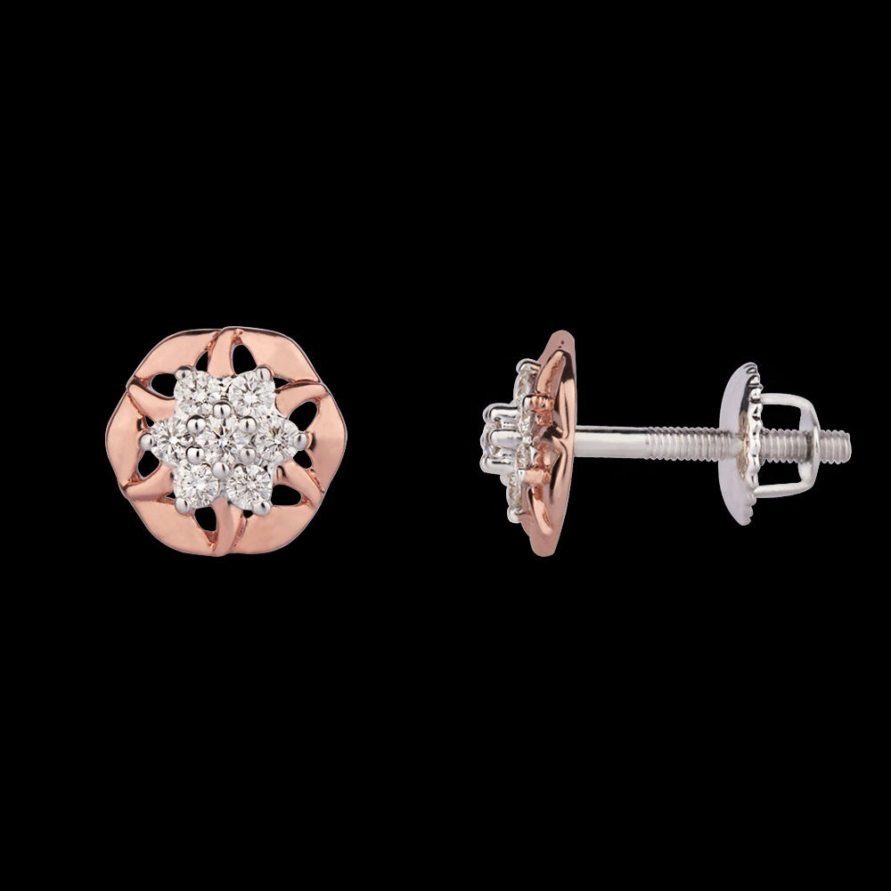 14K Two Tone Gold Diamond Earrings - 0.21ct VVS-VS-IJ