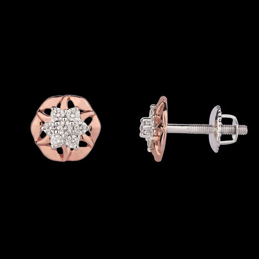 14K Two Tone Gold Diamond Earrings - 0.21ct VVS-VS-IJ
