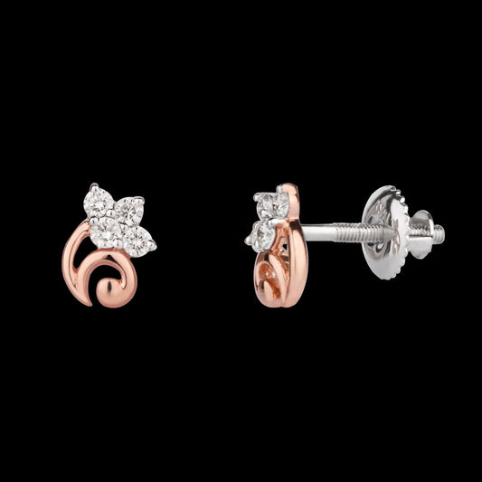 14K Rose Gold Diamond Earrings - 0.18ct VVS-VS-IJ