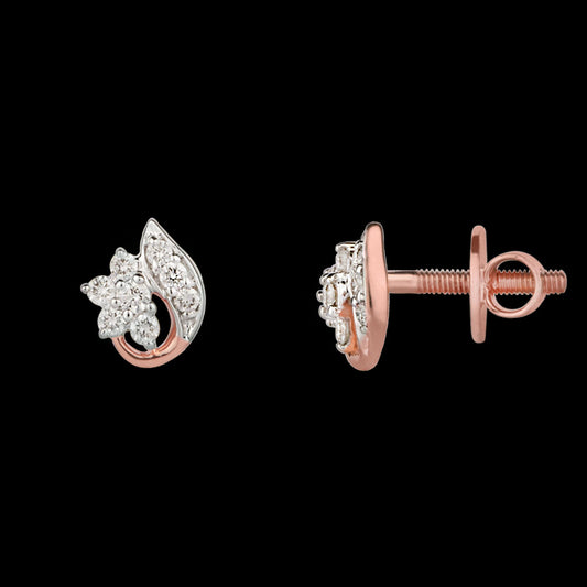 14K Rose Gold Diamond Earrings - 0.16ct VVS-VS-IJ