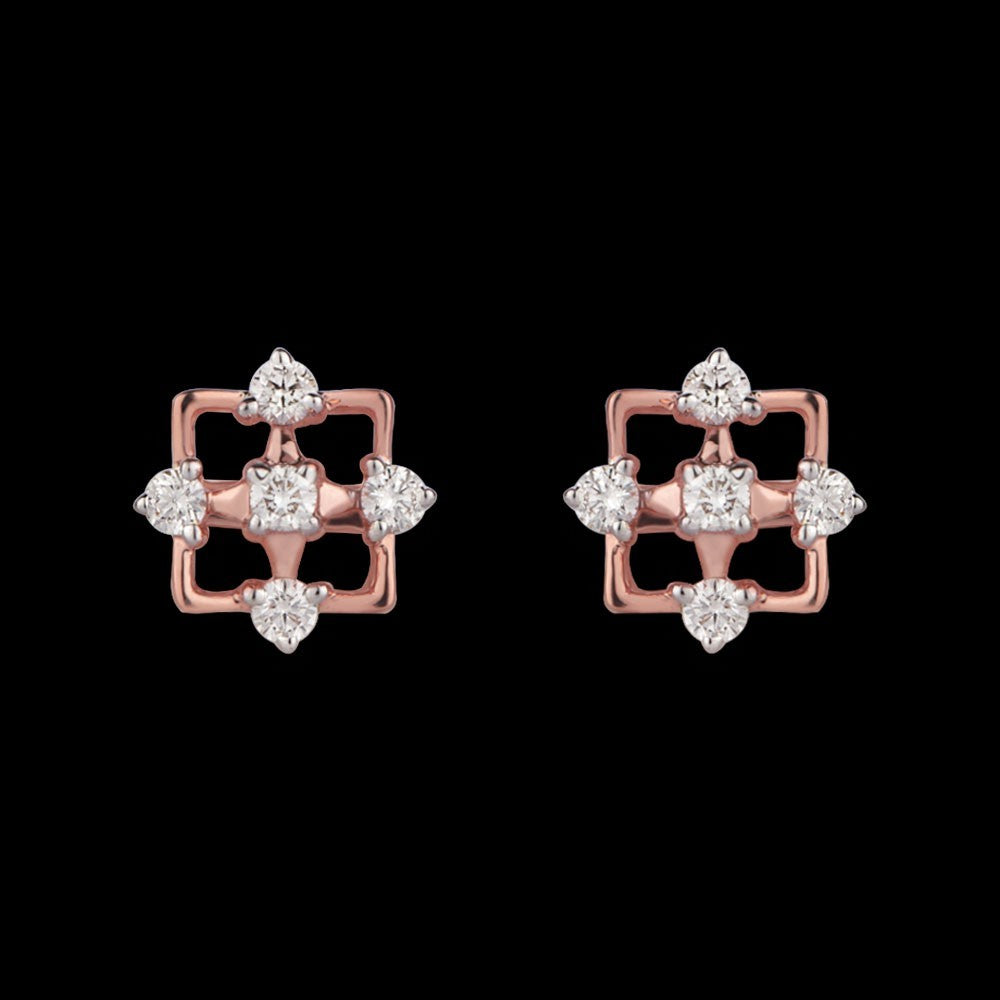 14K Rose Gold Diamond Earrings - 0.24ct VVS-VS-IJ