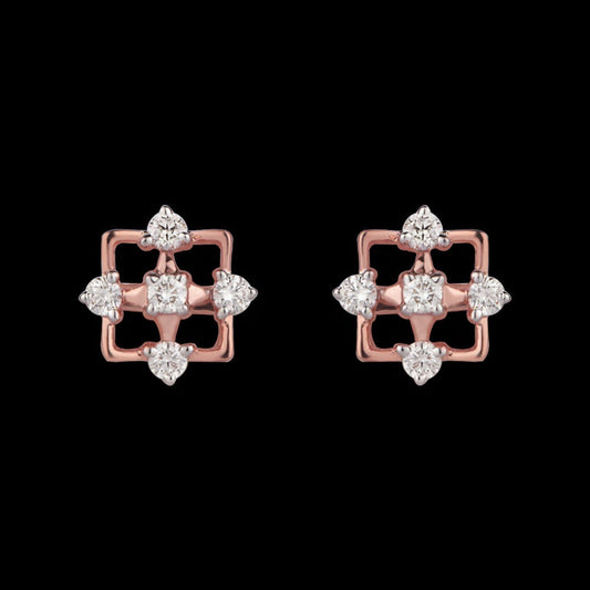 14K Rose Gold Diamond Earrings - 0.24ct VVS-VS-IJ