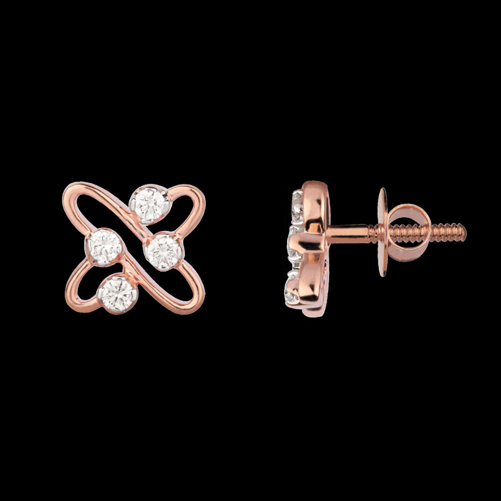 14K Rose Gold Diamond Earrings - 0.2ct VVS-VS-IJ