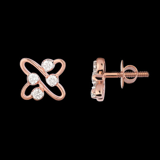 14K Rose Gold Diamond Earrings - 0.2ct VVS-VS-IJ