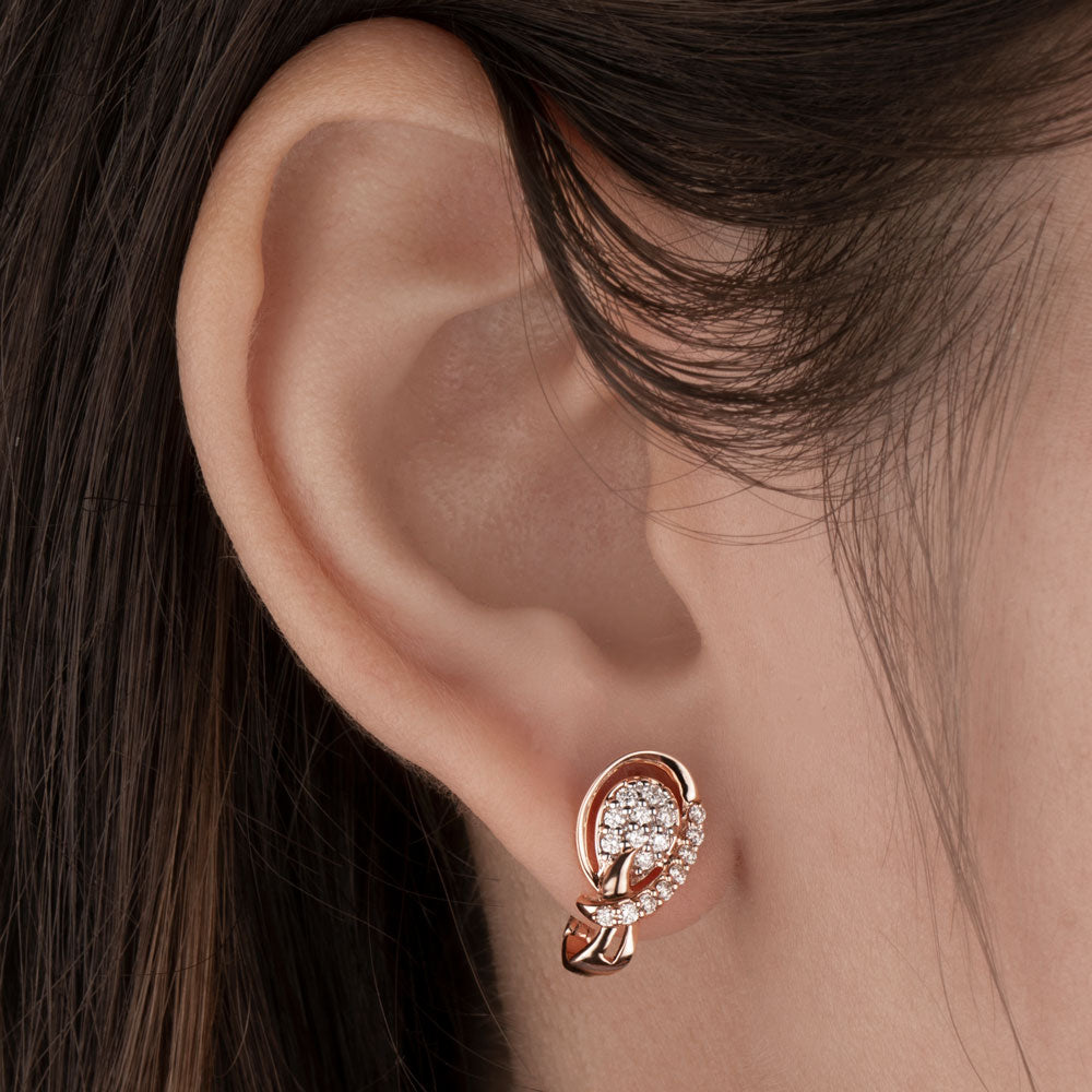 14K Rose Gold Diamond Earrings - 0.34ct VVS-VS-IJ