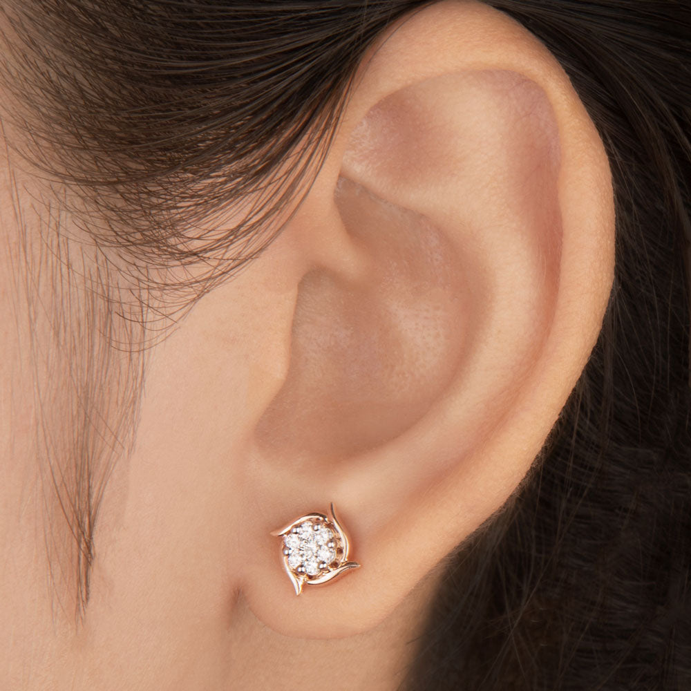 14K Rose Gold Diamond Earrings - 0.26ct VVS-VS-IJ