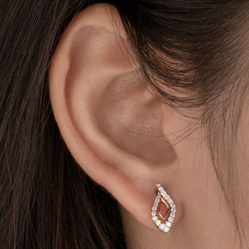 14K Rose Gold Diamond Earrings - 0.3ct VVS-VS-GH