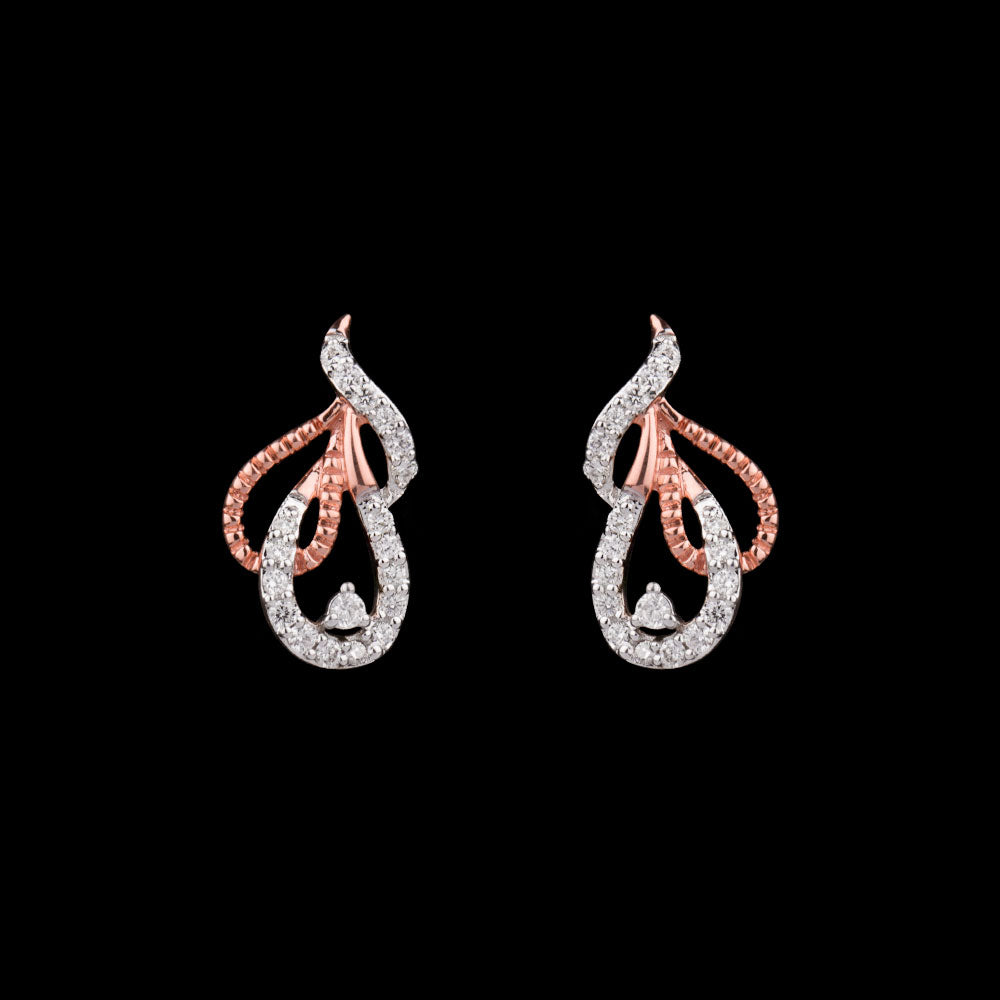 14K Two Tone Gold Diamond Earrings - 0.2ct VVS-VS-GH