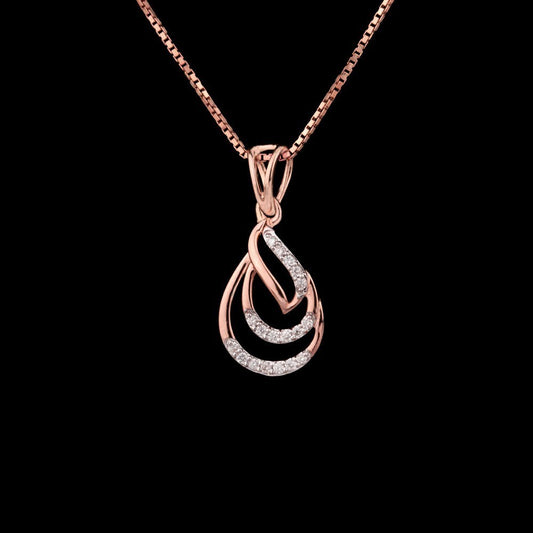14K Rose Gold Diamond Pendant - 0.11ct VVS-VS-GH