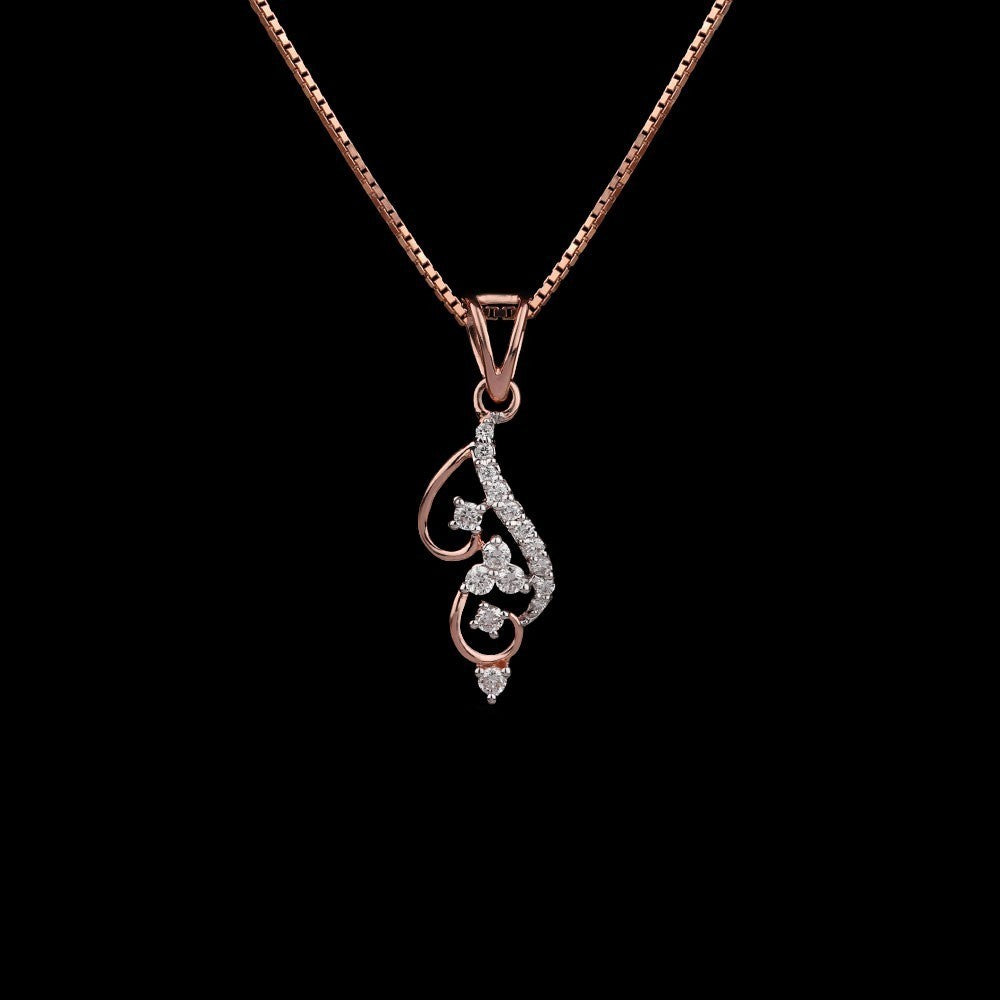 14K Rose Gold Diamond Pendant - 0.21ct VVS-VS-GH