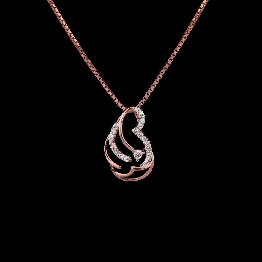 14K Rose Gold Diamond Pendant - 0.11ct VVS-VS-GH